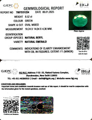 8.52/CT Natural Panna Stone with Govt. Lab Certificate-8991